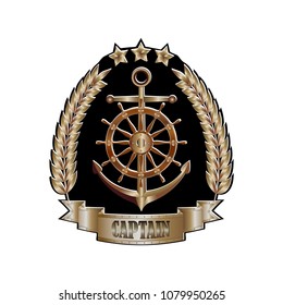 Captain's cap realistic 3d cockade isolated on white background