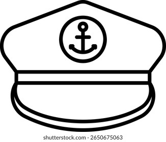 Captain's hat with anchor icon, vector illustration