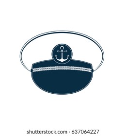 Captain's hat icon. Sailor cap. Marine outfit.