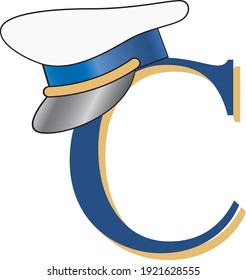 Captains Hat. Letter c Vector Illustration.