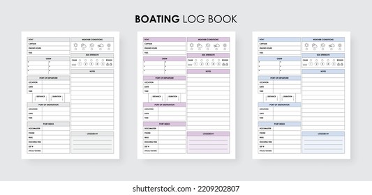 Captains Log Book, Boat Log Book Daily Journal Entry For Trips