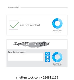 Captcha Is A Completely Automated Public Turing Test To Tell Computers And Humans Apart. Vector Technology Icons