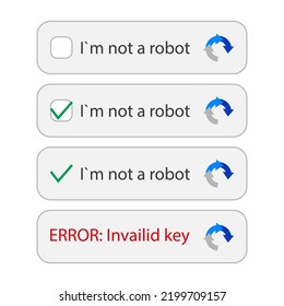 Captcha icon, I am not a robot. Flat vector illustration isolated on white background.