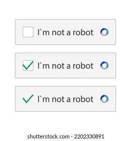 Captcha icon, I am not a robot. Flat vector illustration isolated on white background.