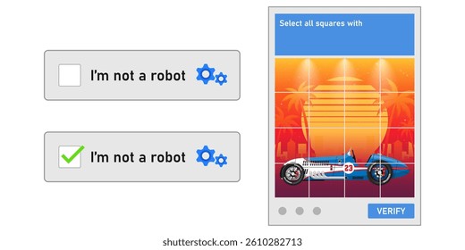 Captcha with image selection. I'm not a robot test vector