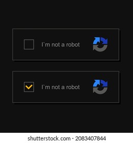 Captcha i am not a robot Set. Vector