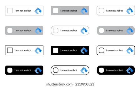 Captcha Robot Code. Recaptcha Button. Captcha Test Password. Turing Web Technology. Icons For Computer, Website And Internet. Login Icon. Vector.