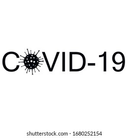 Caption COVID-19 on a white background. new name coronavirus COVID-19. Black color coronavirus silhouette