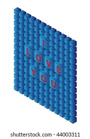 caption I love you on blue cubes