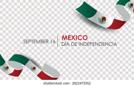 Caption: Mexican Independence Day, September 16. Vector illustration, fireworks balloons and ribbons with mexico flag. Realistic vector.