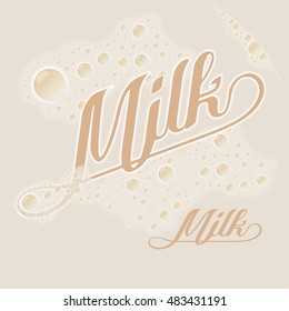 Caption milk for posters, product design, Vector illustration in flat, cartoon style isolated from the background, EPS 10