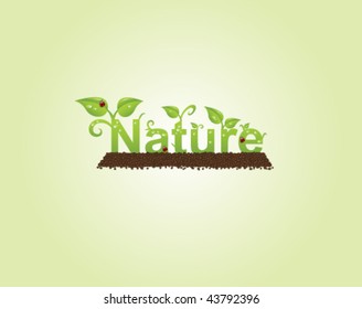 caption nature with leaves and ladybugs