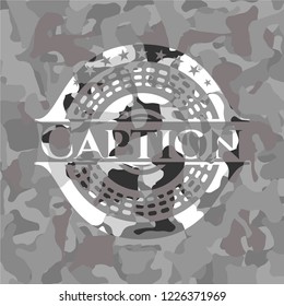 Caption on grey camo texture