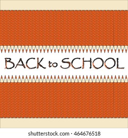 Caption-Sketch Back to School on a background of ordinary pencils. Vector illustration.