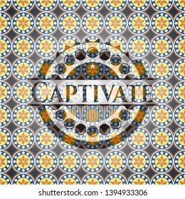 Captivate arabesque style emblem. arabic decoration.