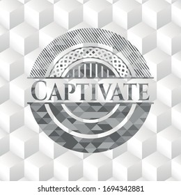 Captivate grey emblem with cube white background