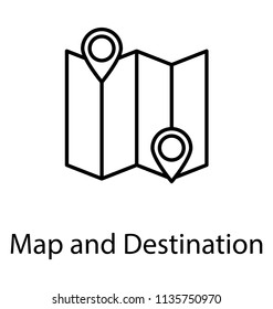 
Captivated icon of map and destination designed by using pin pointers and folding paper design 
