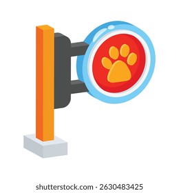 Um ícone 2d cativante de pet board com uma pata sobre ele