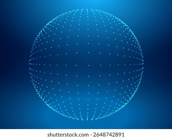 A captivating 3D design of a sphere composed of blue dots, perfect for high-tech, space, or digital innovation visuals.