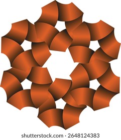 A captivating 3D geometric design featuring an intricate spiral pattern in warm orange hues against a white background.