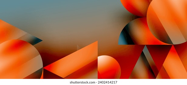 Captivating abstract backdrop composed of interlocking triangles and circles, forming an intriguing dance of shapes and patterns that exude both elegance and modernity