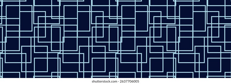 A captivating abstract background design featuring a repeating pattern of interconnected squares in a dark blue backdrop.