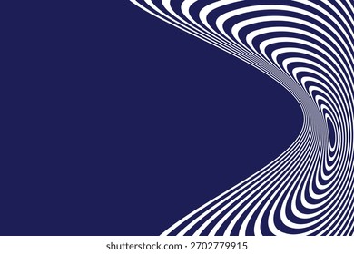 Um fundo abstrato cativante com um tom azul profundo contrastado por linhas brancas em espiral. O design cria uma ilusão óptica, adicionando um toque moderno e artístico. 