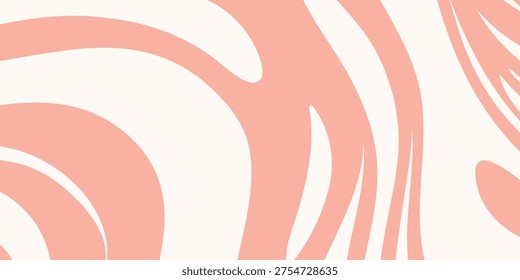 A captivating abstract background featuring fluid, organic swirls and waves in a harmonious blend of soft peach and creamy white hues, creating a gentle and artistic visual flow.