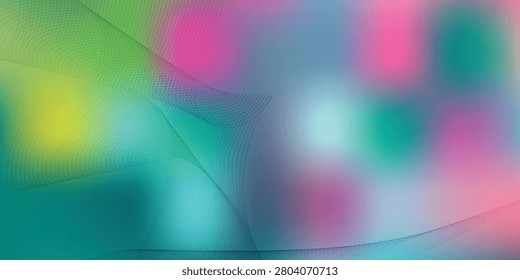 A captivating abstract background featuring a harmonious blend of vibrant colors like pink, green, blue, and yellow, enhanced by soft blurs and elegant wavy lines, creating a modern and dynamic visua.