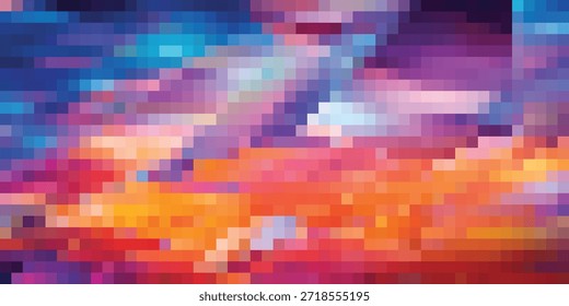 A captivating abstract background featuring a mosaic of colorful pixels, creating a dynamic and modern visual effect with smooth transitions between hues.
