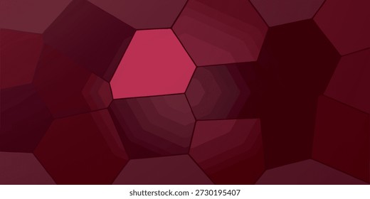 A captivating abstract background featuring a mosaic of irregular hexagonal shapes in a rich palette of red and maroon, creating a dynamic and modern visual texture.