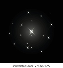 Un cautivador fondo abstracto con numerosos brillantes brillos blancos sobre un fondo oscuro. Ideal para proyectos y superposiciones de diseño festivos, mágicos y elegantes.
