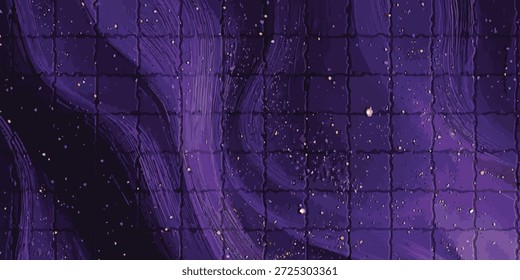 A captivating abstract background featuring a rich purple hue, overlaid with a delicate grid pattern and scattered shimmering light particles, creating a sense of depth and mystery.