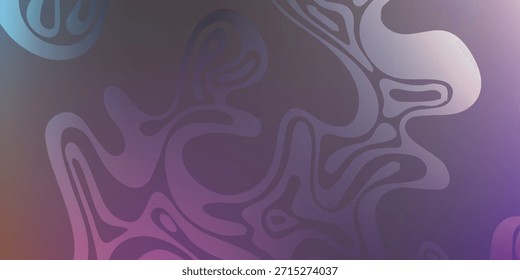 Un cautivador fondo abstracto con un suave gradiente de colores, desde morados profundos hasta azules suaves, con Formas orgánicas y onduladas que crean una sensación de movimiento fluido y diseño moderno.