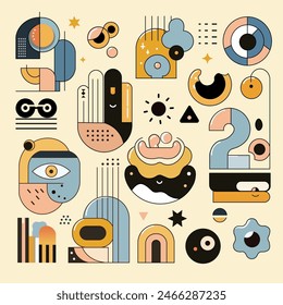 A captivating abstract composition featuring a harmonious blend of muted tones and geometric forms.