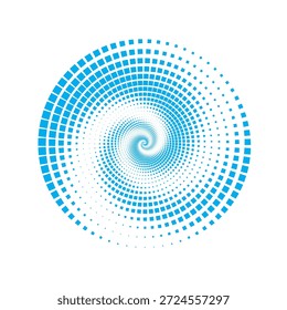 A captivating abstract design featuring a blue spiral composed of numerous squares, diminishing in size towards the center, creating a sense of depth and motion.