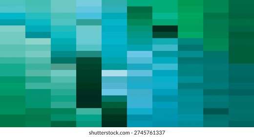 A captivating abstract design featuring a mosaic of various shades of blue and green squares, creating a dynamic and modern visual effect.