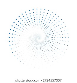 A captivating abstract design featuring a spiral swirl composed of numerous blue dots, creating a sense of motion and depth.