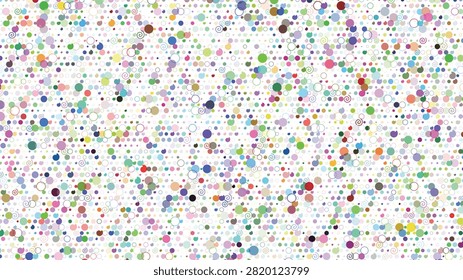 A captivating abstract design showcasing a delightful array of colorful dots and intricate spiral elements on a clean white surface, perfect for playful themes and creative projects.
