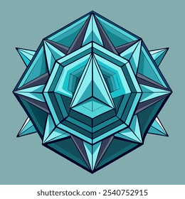 Un diseño geométrico abstracto cautivador con una estructura multifacética, azul como una gema con detalles intrincados y bordes afilados, perfecto para agregar un toque moderno y elegante a sus proyectos.