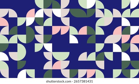 A captivating abstract geometric pattern featuring circular shapes in soft colors against a dark background. Ideal for modern design projects and textile applications.