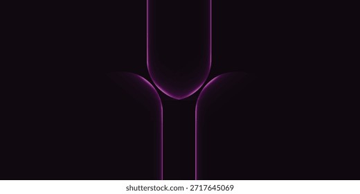 Uma imagem abstrata cativante com linhas de luz roxas vibrantes formando uma forma intrigante e simétrica contra um fundo profundo e escuro, evocando um senso de mistério e arte moderna.
