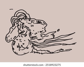 A captivating abstract life illustration created with hand-drawn ink strokes and vector elements. This design blends organic shapes and intricate details, perfect for creative projects, branding, or G