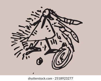 A captivating abstract life illustration created with hand-drawn ink strokes and vector elements. This design blends organic shapes and intricate details, perfect for creative projects, branding, or D