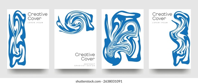 Captivating Abstract Marbleized Cover Design Collection in Striking Blue Tones