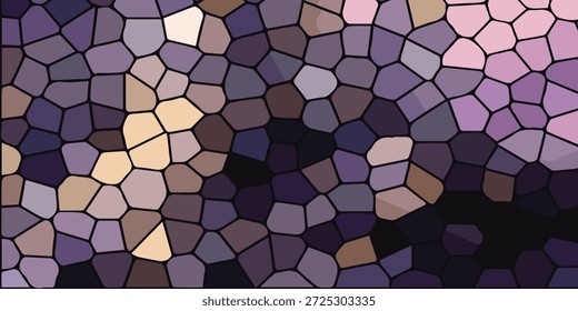 Ein fesselndes abstraktes Mosaik mit einer komplizierten Anordnung von polygonalen Formen, die ein visuell dynamisches und buntes Muster schaffen.