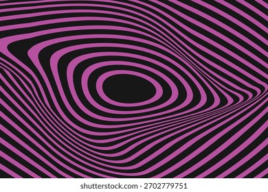 Uma fascinante ilusão óptica abstrata com linhas onduladas rosa e preta. O padrão hipnótico cria um efeito dinâmico e visualmente impressionante, perfeito para o design moderno e fundos criativos. 