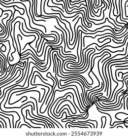 A captivating abstract pattern featuring flowing black lines on a white background. Ideal for modern design projects, wallpapers, and artistic prints.
