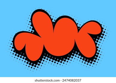 A captivating abstract red shape with a pop art style, featuring a halftone pattern and contrasting black outlines against a bright blue background.