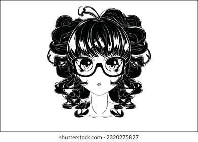 Captivating anime girl face artwork in EPS format. Ideal for mesmerizing designs, commercial projects, and creative ventures.